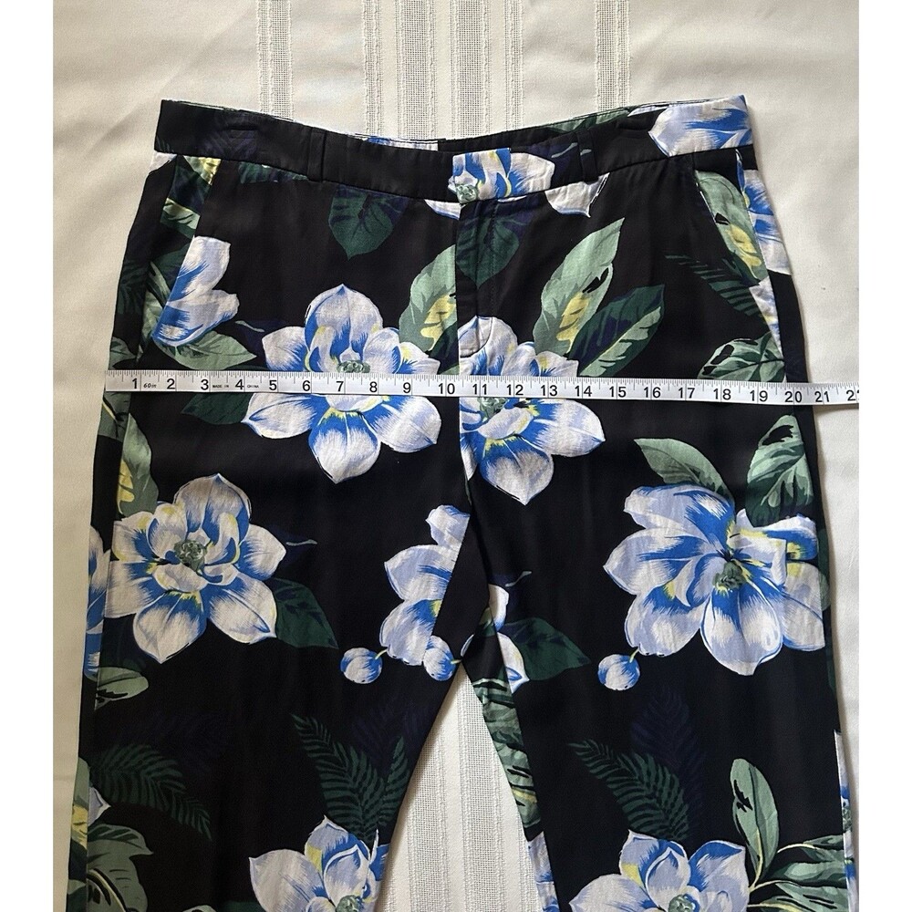 Banana Republic Avery FitLinen Blend Floral Print Ankle Pants Black Blue Size 10 - Picture 8 of 16